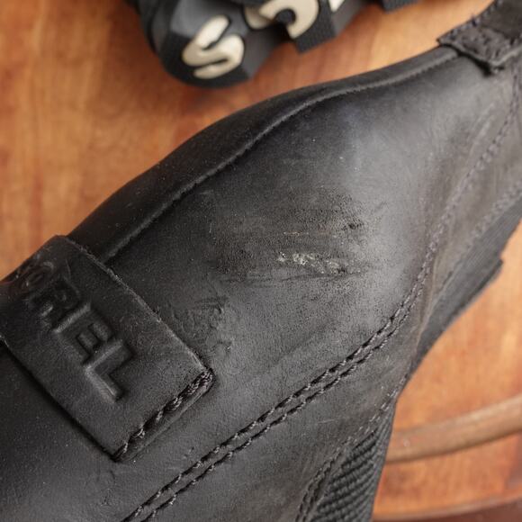 Sorel Boots WMS SZ 7.5 BLK Joan Rhapsody Wedge Leather Waterproof Ankle Pull On - Picture 13 of 15